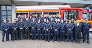 Anspruchsvolle Aufgaben: Zum Start ihrer Ausbildung kamen die Brandmeisteranwärter des aktuellen Lehrganges in Polsum zusammen, wo sie von Ausbildern und Vorgesetzten begrüß;t wurden. Foto: Stadt Marl / Pressestelle