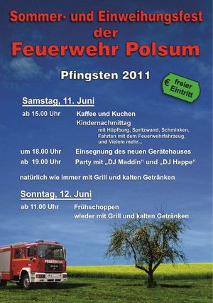 Plakat des Sommer- und Einweihungsfestes der Feuerwehr Polsum