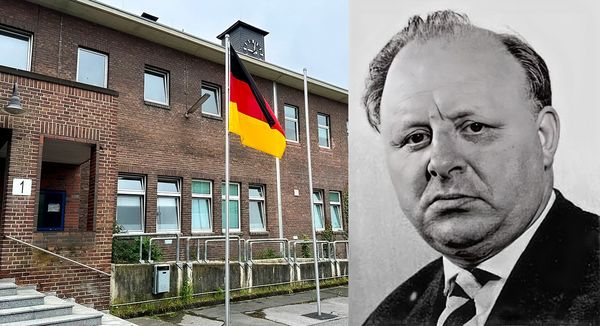 Bürgermeister Werner Arndt erinnert an den 75. Jahrestag der fundamentalen Verfassung und würdigt die Mitwirkung des ehemaligen Bürgermeisters Rudolf Heiland (im Bild). Fotocollage: Stadt Marl / Pressestelle