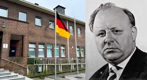 Bürgermeister Werner Arndt erinnert an den 75. Jahrestag der fundamentalen Verfassung und würdigt die Mitwirkung des ehemaligen Bürgermeisters Rudolf Heiland (im Bild). Fotocollage: Stadt Marl / Pressestelle